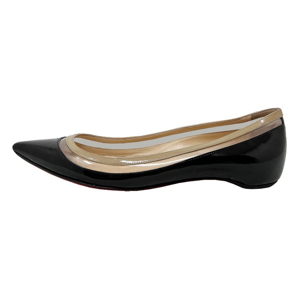 Christian Louboutin Shoes Paulina Black Tan Patent Leather PVC Pointed Toe Flats - Picture 3 of 9